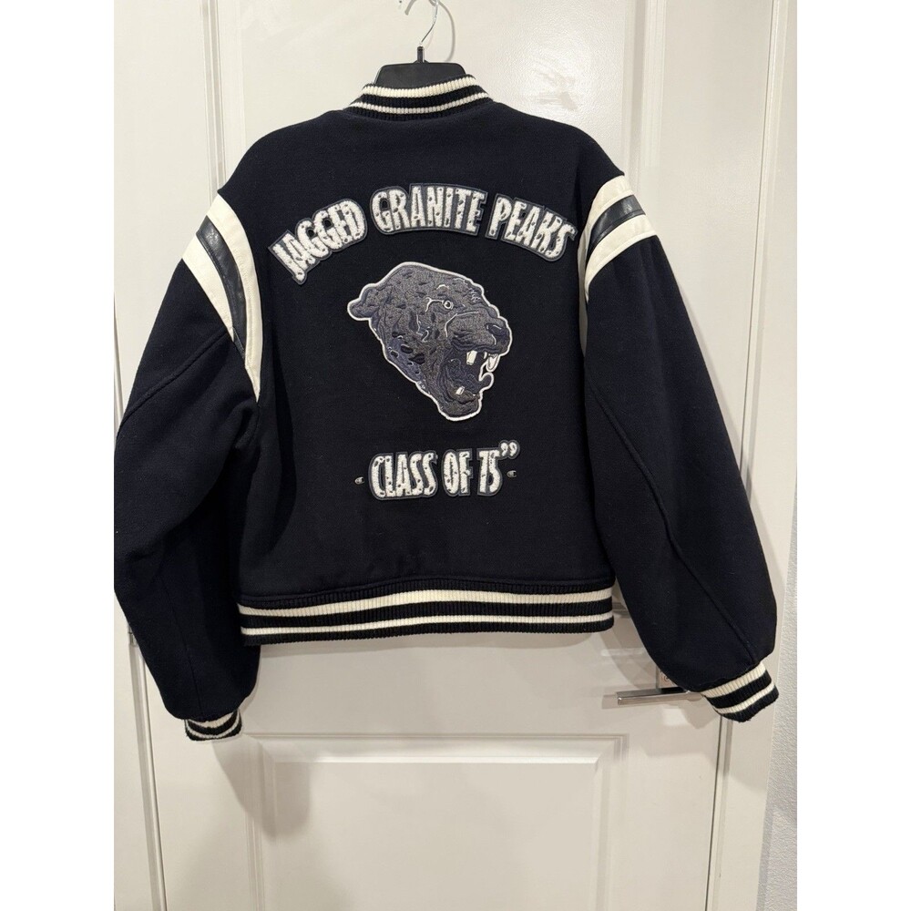Zara x Champion Varsity Jacket Black Jagged Granite Peaks Class of 75 Size M - Picture 13 of 16